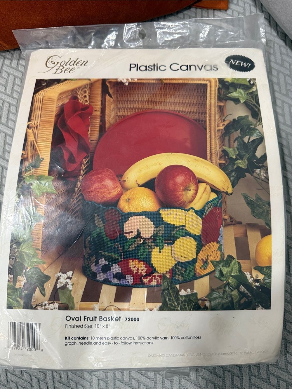 Golden Bee Plastic Canvas Kit OVAL FRUIT BASKET 72000 10" x 8" Kitchen Decor